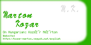 marton kozar business card